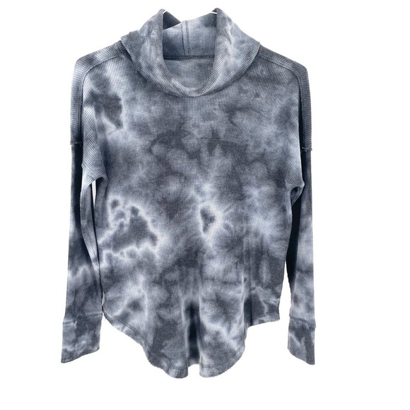 ANTHROPOLOGIE Maeve Tie Dye Waffle Knit Cowl Neck Ainsley Thermal Top Tunic - Picture 5 of 10